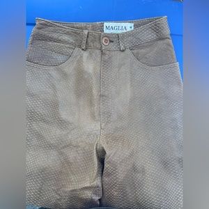 Brown leather snake-ish pants